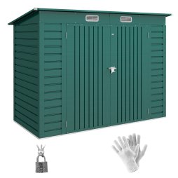 Outsunny 8 x 4FT Garden Shed, Galvanised Metal Shed, Easy to Assemble, Outdoor Tool Storage Shed with Pent Roof, Lockable Door and 2 Vents, Green