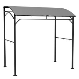 Outsunny 2.2 x 1.5 m BBQ Grill Gazebo Tent, Garden Grill with Metal Frame, Curved Canopy and 10 Hooks, Outdoor Sun Shade, Grey