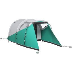 Outsunny 2 Room Camping Tent for 3 Man, 3000mm Waterproof Family Tent with Sewn-in Groundsheet, Portable with Carry Bag, for Fishing Hiking Festival, Green