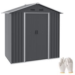 Outsunny 6.5 x 3.5ft Metal Garden Shed, Outdoor Storage Shed for Tool Organization with Double Sliding Doors and 4 Vents for Garden, Patio, Dark Grey