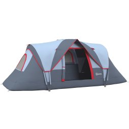 Outsunny 5-6 Man Dome Camping Tent Hiking Shelter UV Protection 3000mm Water Resistant Tunnel Tent - Grey