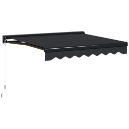 Outsunny 3 x 2.5m Electric Awning with LED Light and Remote Controller, Aluminium Frame Retractable Awning Half Cassette Sun Canopies for Garden Patio Deck Door Window