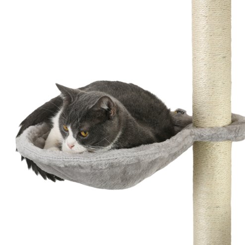 PawHut 4 Piece Cat Shelves, Cat Wall Furniture with Hammock, Scratching Posts, Soft Ladder, Steps, Jump Platforms, Cat Wall Shelves for Indoor Cats - Grey