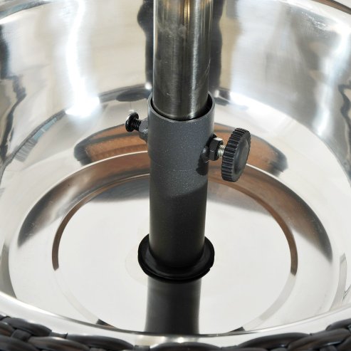 Outsunny PE Rattan Ice Bucket Table, Height Adjustable Liftable Outdoor Drinks Cooler, 52 cm Round Garden Beer Cocktail Table with Lid for Bar, Patio, Terrace, Brown