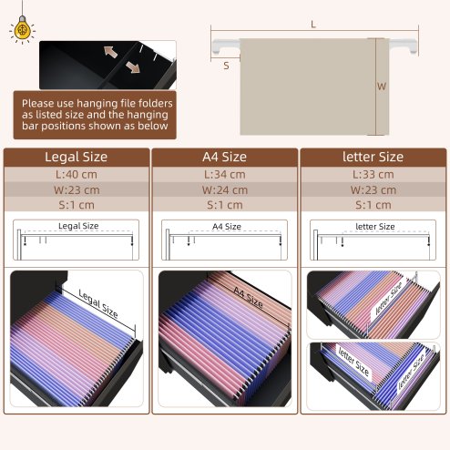 Vinsetto 3-Drawer Filing Cabinet with Lock, Mobile Steel File Cabinet for A4, Legal and Letter Size, Under Desk Drawers with Pre-Assembled Body for Home Office, 37 x 43.5 x 60 cm, Black