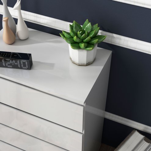 HOMCOM High Gloss Chest of Drawers, Modern 4 Drawer Dresser with Soft Closing Mechanism for Bedroom, White