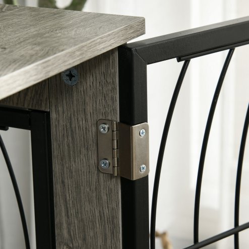 PawHut Dog Crate Furniture, Dog Cage End Table with Large Top, Soft Washable Cushion, Lockable Front Door, Wire Mesh Ventilation, Indoor Pet Crate for Large Sized, 100 x 60 x 74cm - Grey