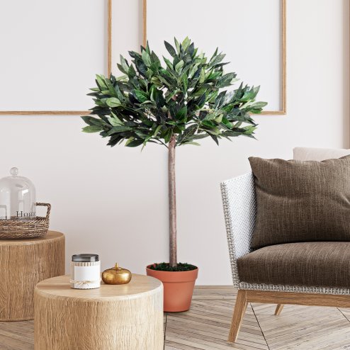 Outsunny 3ft Artificial Olive Tree Indoor Plant Greenery for Home Office Potted in An Orange Pot