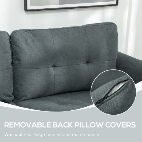 HOMCOM Convertible Modular Sectional Sofa with Storage, Tufted 2 Seater Sofa Set, L Shaped Couch with Ottoman, Wood Frame for Living Room