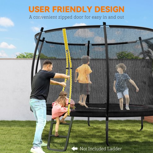 SPORTNOW 8ft Trampoline with Enclosure Net, Spring Cover, Outdoor Trampoline, Garden, Jumping Mat, Black