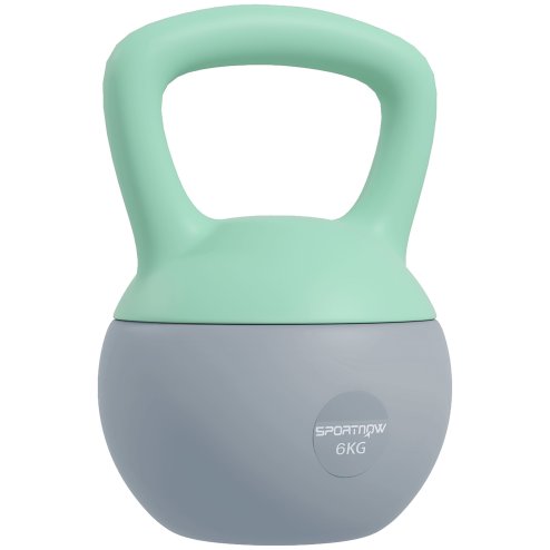 SPORTNOW Soft Kettlebell, 6kg Kettle Bell with Non-Slip Handle for Home Gym Weight Lifting and Strength Training, Grey and Green