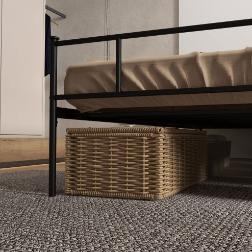 HOMCOM 5ft4 King Metal Bed Frame, Steel Bed Base with Headboard and Footboard, 31cm Under-bed Storage Space and Metal Slat Support for Bedroom, 165 x 211cm, Black