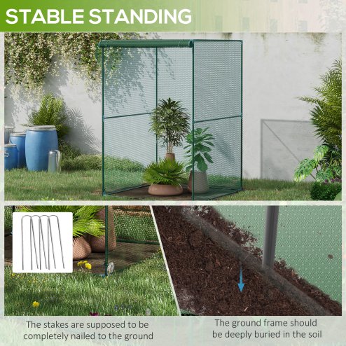 Outsunny Fruit Cage Bird Netting, Vegetable Plant Protection Tent with Zipped Door, Anti Bird, Insects, Small Animals, 1.2 x 1.2 x 1.8m, Dark Green