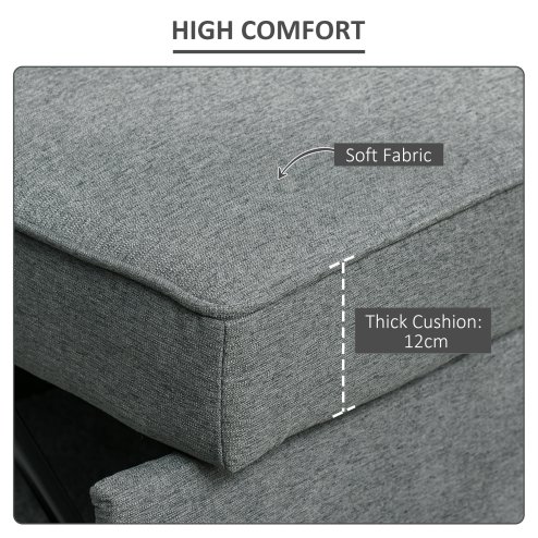 HOMCOM 2 Seater Pull Out Sofa Bed, Fabric Click Clack Sofa Bed with Wood Legs, Convertible Sleeper Couch for Living Room, Guest Room, Grey
