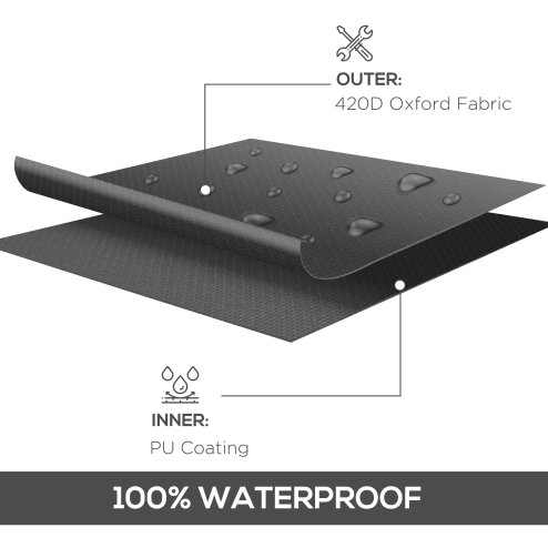 Outsunny L-Shaped Garden Furniture Cover with PU Coating, 420D Oxford Fabric Rattan Corner Sofa Cover, Waterproof Anti-UV Dustproof Windproof, Black, 250 x 250 x 79cm