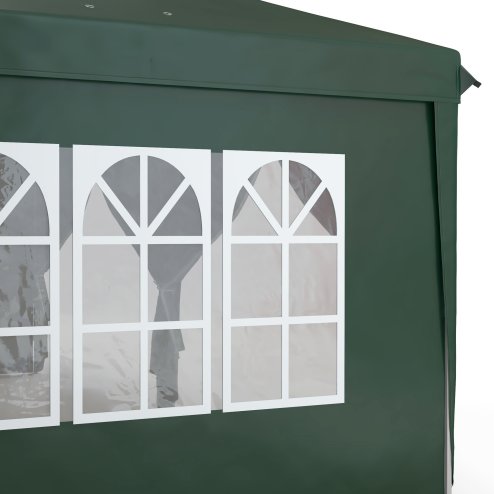 Outsunny 3 x 6 m Pop Up Gazebo with Sides and Windows, Height Adjustable Wedding Camping Party Tent Canopy Marquee with Storage Bag for Garden, Event, Green