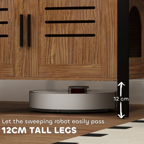 PawHut Cat Litter Box Enclosure, Hidden Litter Box Furniture Washroom with Tall Legs, Scratching Board, Double Doors, Ventilation Holes, Indoor Cat House Side End Table, 80 x 45 x 50 cm, Dark Brown