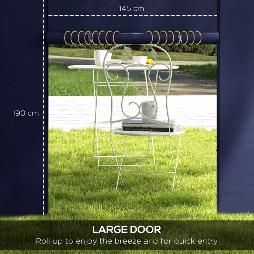 Outsunny Gazebo Side Panels with Windows and Doors, for 3x3(m) or 3x6m Pop Up Gazebo, 2 Pack Sides Replacement, Blue