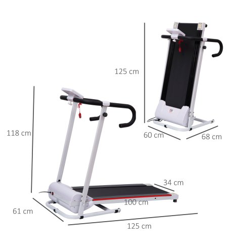 HOMCOM Electric Treadmill Walking Pad, 1-10km/h Folding Running Machine, Gym Fitness Exercise with LCD Monitor, White