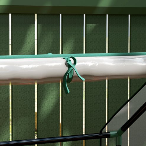 Outsunny Raised Garden Bed with Mini Greenhouse, Outdoor Metal Planter Box with Cover, for Herbs and Vegetables, Use for Patio, Garden, Balcony, Clear and Green