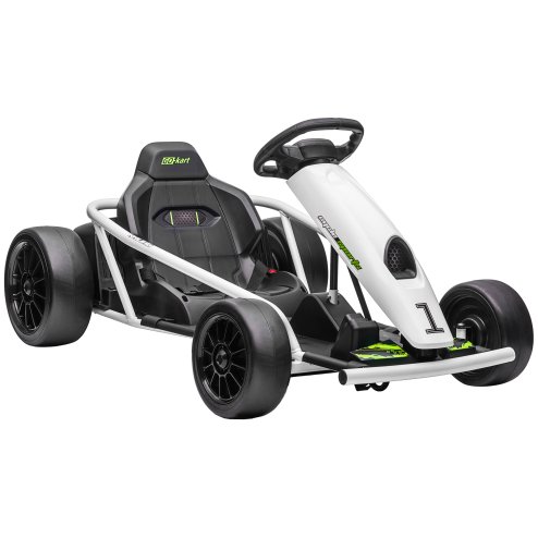 HOMCOM 24V Electric Go Kart for Kids, Drifting Ride-On Racing Go Kart with Slow Start, Music, Horn Honking and Safety Belt, for 8-12 Years Old, White