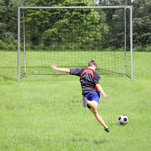 SPORTNOW 10ft x 6.5ft Football Goal, Football Net for Garden, Training Goal with Ground Stakes, Steel Frame