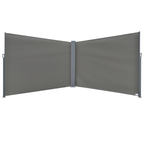Outsunny 6 x 2m Retractable Sun Side Awning Screen Fence Patio Garden Wall Balcony Screening Panel Outdoor Blind Privacy Divider - Grey