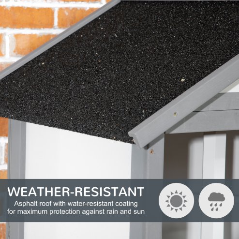 PawHut Wooden Bird Cage Budgie Cage Outdoor for Finch, Canary w/ Slide Tray, Asphalt Roof - Grey