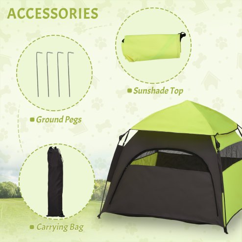 PawHut Foldable Dog Cat Tent, Portable Pet Playpen with Water-Resistant Oxford Cloth, Carry Bag, Exercise Tent for Extra Large Dog, Cat, Indoor Outdoor Use, Green
