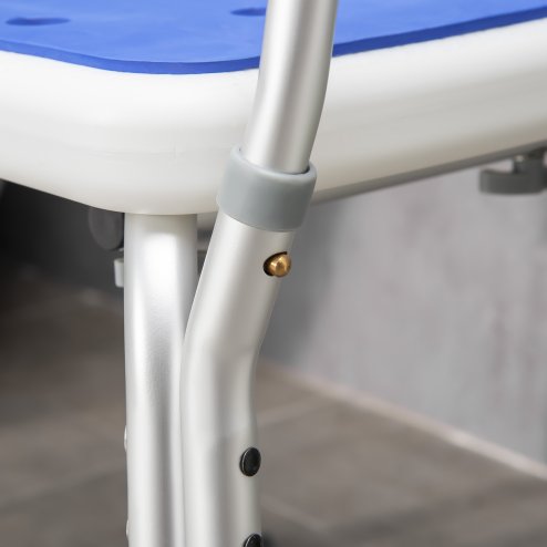 HOMCOM EVA Padded Shower Chair for the Elderly and Disabled, Height Adjustable Shower Stool with Back and Arms, 4 Suction Foot Pads