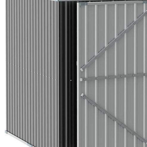 Outsunny 14 x 8ft Outdoor Garden Metal Storage Shed with Lockable Door, Tool Storage Box with Sloped Roof, 4 Windows and Floor Foundation for Backyard, Patio and Lawn - Grey