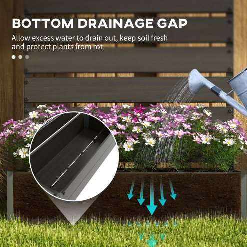 Outsunny Garden Planter with Trellis for Climbing Plants, Vines, Flowers, Freestanding Raised Bed for Garden, Outdoor, Patio, Planter Box with Drainage Gap, Black