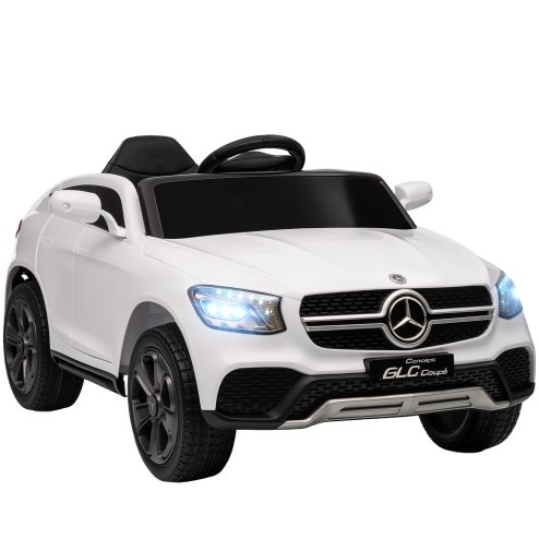 AIYAPLAY Mercedes-Benz GLC Coupe Licensed Kids Ride on Car, 12V Battery Powered Kids Electric Car with Remote Control, Soft Start, LED Light, Music, MP3, 3 Speed, for 3-6 Years, White