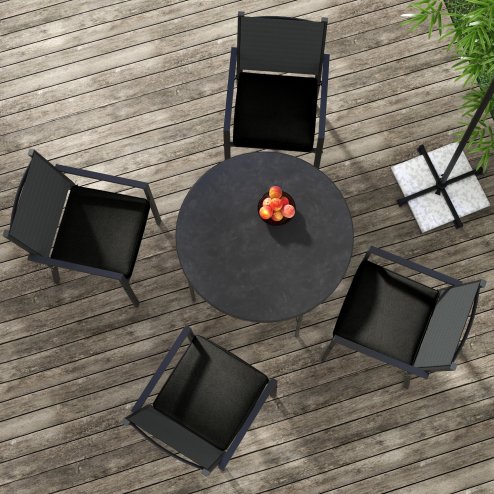 Outsunny Set of 4 Outdoor Seat Cushions with Ties, Water Repellent Seat Pads for Garden Patio Kitchen Office Chairs, Black