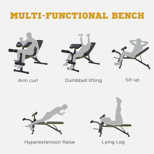 HOMCOM Multi-Functional Dumbbell Weight Bench Adjustable Sit-Up Stand for Home Gym