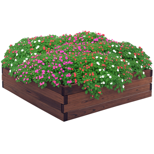 Outsunny 128L Wooden Raised Beds for Garden Planter Grow Containers For Outdoor Patio Plant Flower Vegetable 80L x 80W x 22.5H cm
