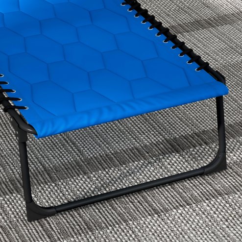 Outsunny 2 Piece Foldable Sun Lounger Set with 5-level Reclining Back, Outdoor Tanning Chairs Sun Loungers with Build-in Padded Seat, Side Pocket, Headrest for Beach, Patio, Blue