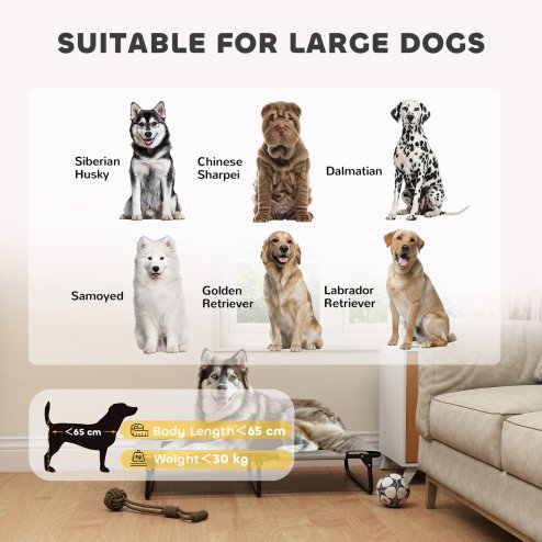 PawHut Raised Dog Bed, Portable Elevated Pet Cot with Breathable Mesh for Indoor Outdoor, for Large Dogs, 107 x 61 x 20 cm, Light Grey