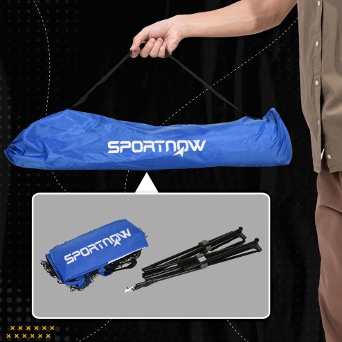 SPORTNOW 4m Badminton Net, Foldable Height Adjustable Outdoor Sports Net with Carry Bag, for Tennis, Badminton, Pickleball, Volleyball, Black and Blue