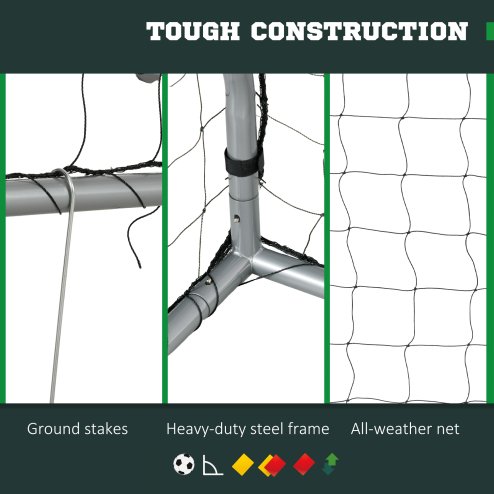 SPORTNOW 8ft x 5ft Football Goal, Football Net for Garden, Training Goal with Ground Stakes, Steel Frame