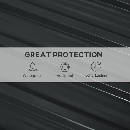 Outsunny Corrugated Roofing Sheets, Pack of 12, Galvanised Metal Roofing Sheets for Greenhouse, Garage, Storage Shed, Carport, 129 x 45cm, Dark Grey