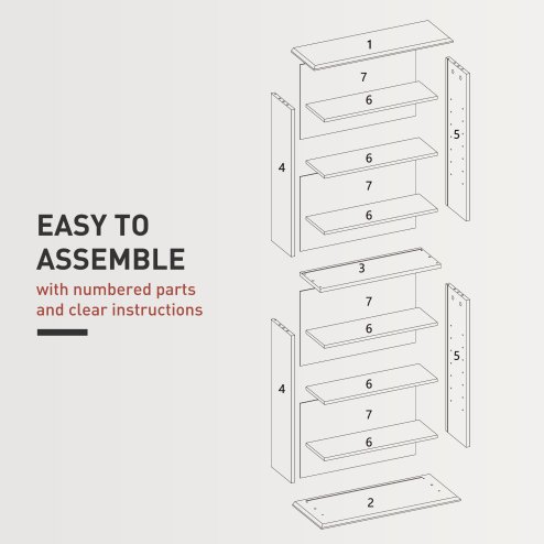 HOMCOM 360 CD/185 DVD Storage Unit, 185 Blu-ray Media Storage Shelf with 8 Compartments and 6 Adjustable Shelves, CD Tower for Living Room, Bedroom, Office