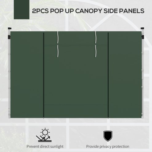 Outsunny Gazebo Side Panels with Windows and Doors, for 3x3(m) or 3x6m Pop Up Gazebo, 2 Pack Sides Replacement, Green