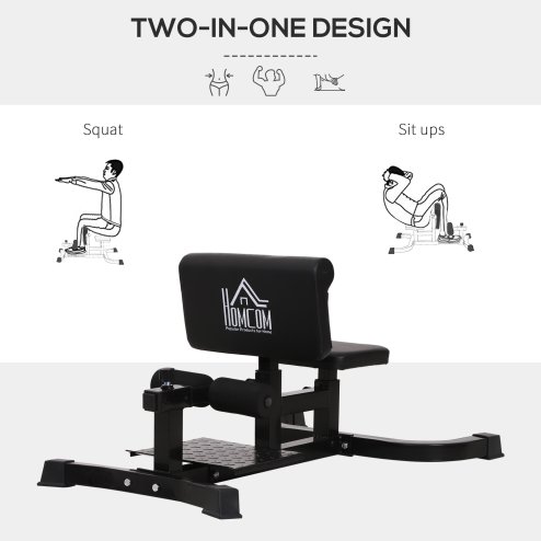 HOMCOM Squat Bench Trainer Sit Up Machine Multifunctional Equipment Abdomen and Leg Strength Indoor Household Fitness Device Black