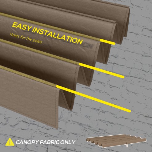 Outsunny Retractable Pergola Roof, Sun Shade Cover, UV30+ Protected Replacement Canopy Fabric for 3 x 2m Pergola Frame, Coffee