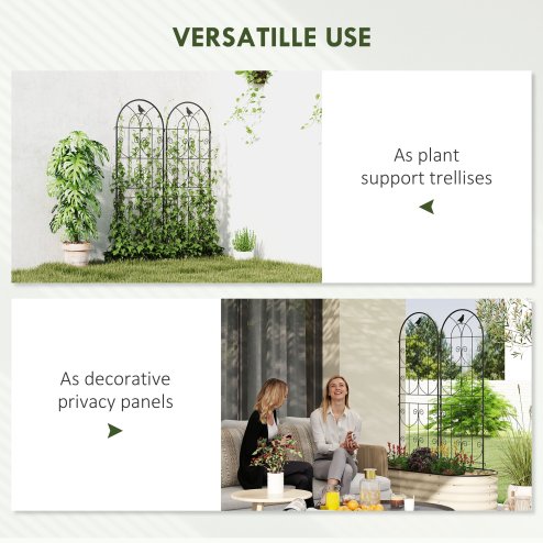 Outsunny Set of 2 Metal Garden Trellis, Decorative Trellis Panels for Climbing Outdoor Plants, Vegetables, Vines, Flowers, 150 x 50 cm, Bird Design