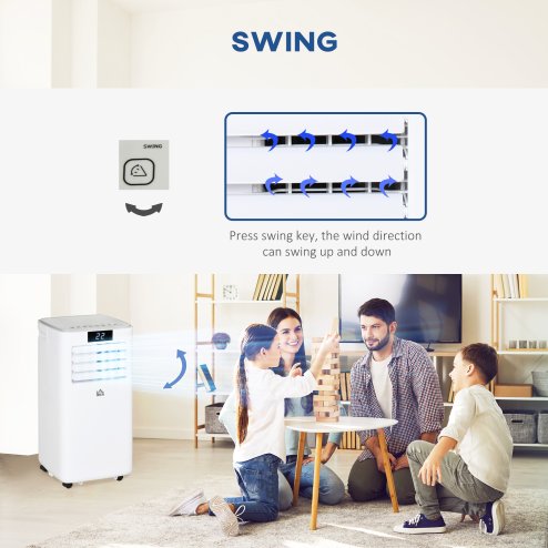 HOMCOM 7000 BTU Air Conditioning Unit, 3-in-1 Portable Air Conditioner, Dehumidifier, Cooling Fan with Remote Control, LED Display, 2 Speeds, 24H Timer, Window Venting Kit, 15m²