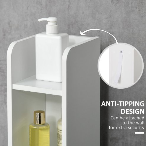 kleankin Modern Bathroom Storage Cabinet, Freestanding Tall Bathroom Cabinet with Open Shelves and 3 Cupboards with Door, for Bedroom Hallway