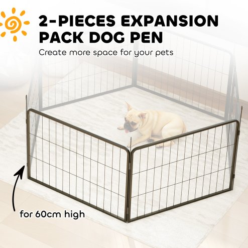 PawHut 2 Piece Dog Pen Expansion Pack for 60cm High Pet Playpen with 3 Connecting Stakes, Puppy Pen for Small Dogs