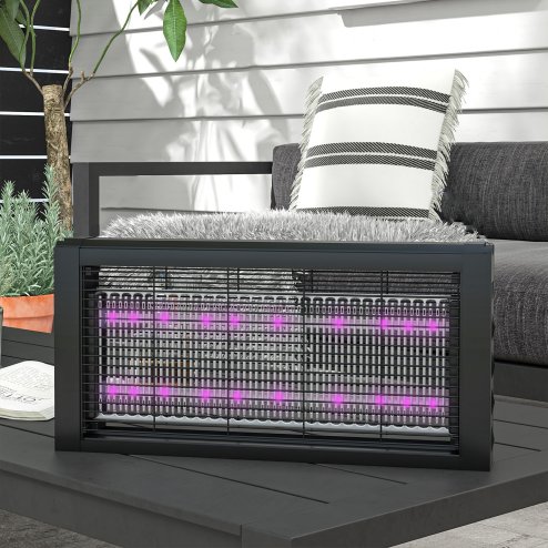 HOMCOM Powerful Fly Zapper with Infrared Light, Hanging/ Freestanding 8W Insect Mosquito Bug Zapper, Fly Killer for Indoor Use, Black